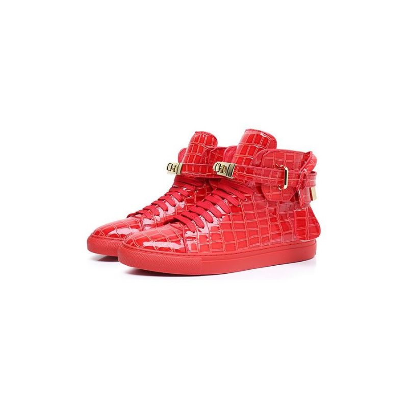 Pánské Tenisky Embossed High Top Designer Flat Sneakers - Červená