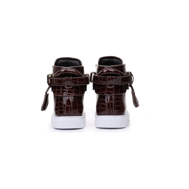 Pánské Tenisky Embossed High Top Designer Flat Sneakers - Káva