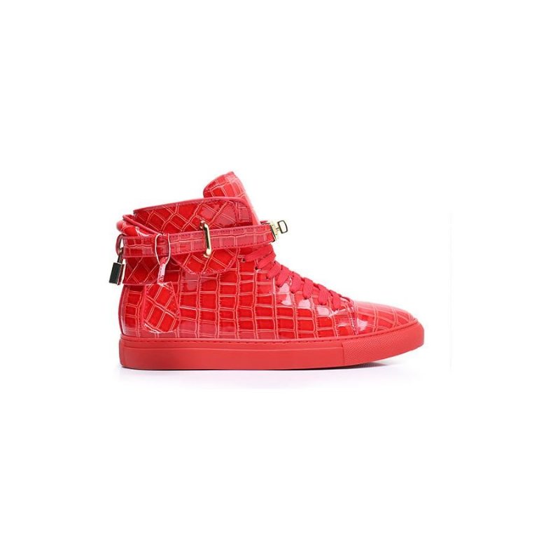 Pánské Tenisky Embossed High Top Designer Flat Sneakers - Červená