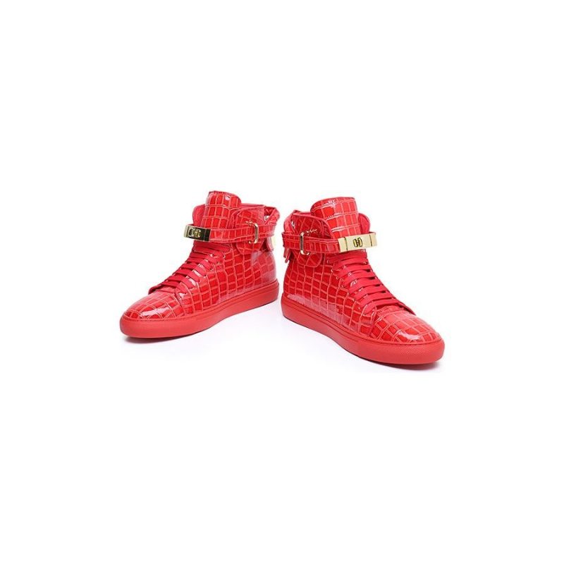 Pánské Tenisky Embossed High Top Designer Flat Sneakers - Červená