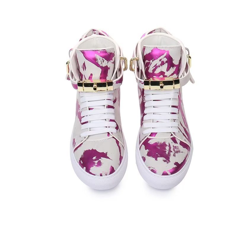 Pánské Tenisky Graffiti Artisan Cow Leather High Top Sneaks - Fialová