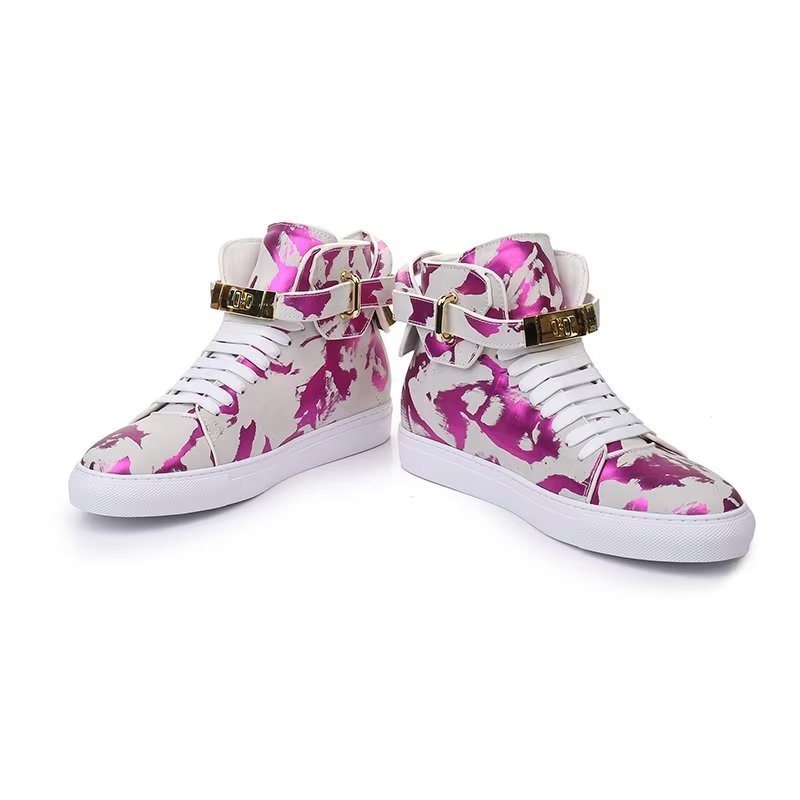 Pánské Tenisky Graffiti Artisan Cow Leather High Top Sneaks - Fialová