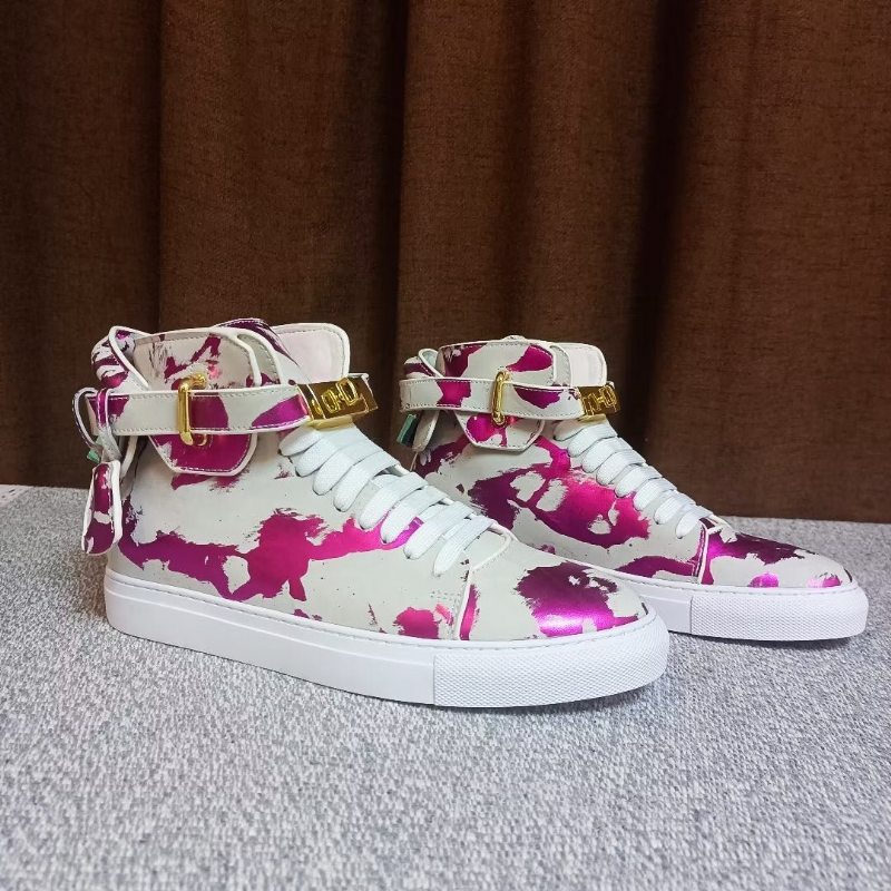 Pánské Tenisky Graffiti Artisan Cow Leather High Top Sneaks - Fialová