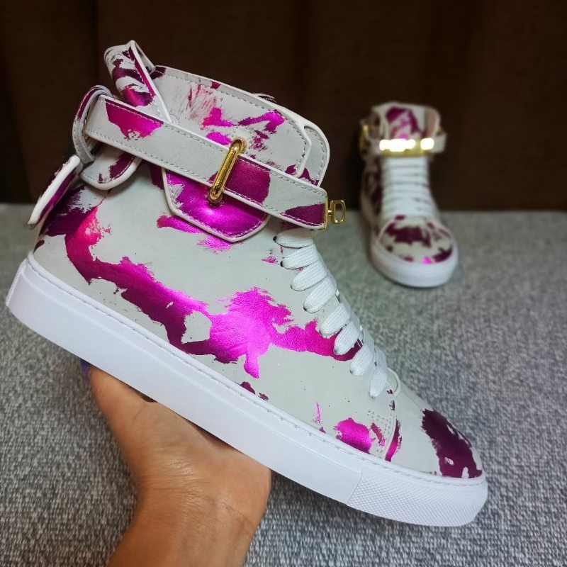 Pánské Tenisky Graffiti Artisan Cow Leather High Top Sneaks - Fialová