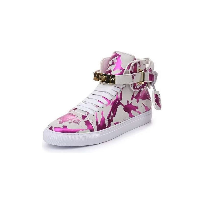 Pánské Tenisky Graffiti Artisan Cow Leather High Top Sneaks - Fialová