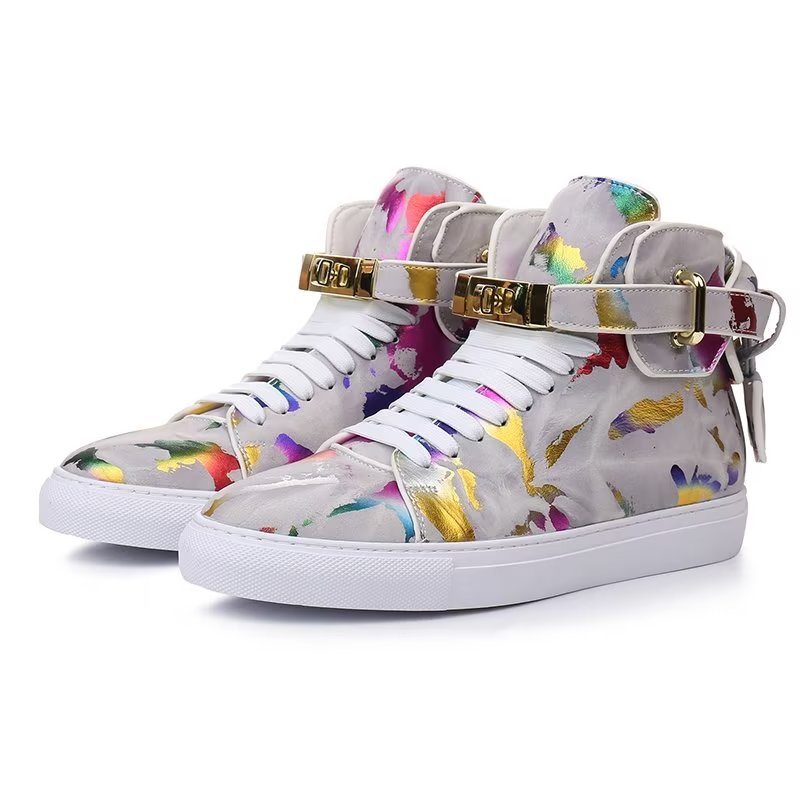 Pánské Tenisky Graffiti Elite Cow Leather High Top Kicks - Vícebarevná