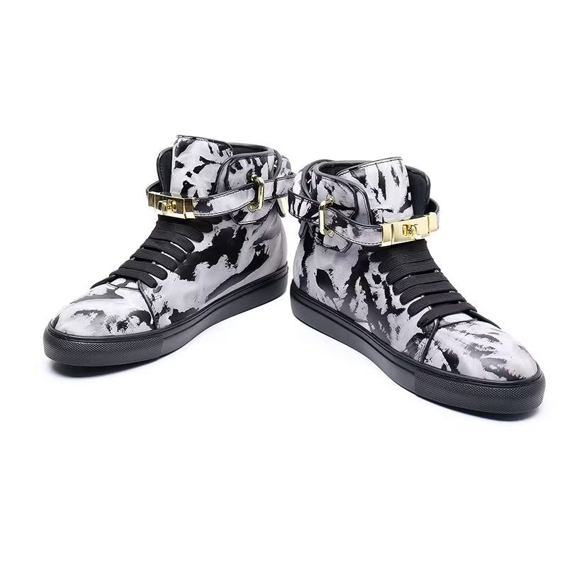 Pánské Tenisky Graffiti Vogue Cowhide High Top Sneakers - Vícebarevná