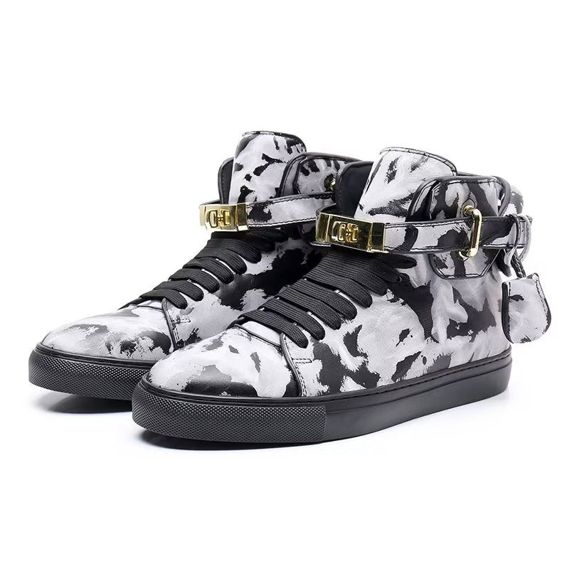 Pánské Tenisky Graffiti Vogue Cowhide High Top Sneakers - Vícebarevná