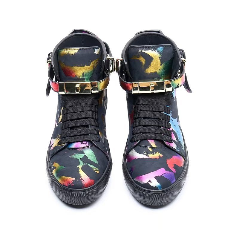 Pánské Tenisky Graffiti Vogue Cowhide High Top Sneakers - Vícebarevná