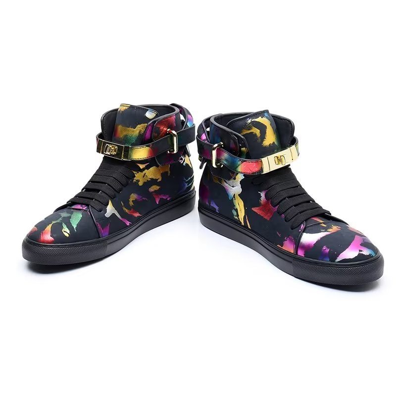 Pánské Tenisky Graffiti Vogue Cowhide High Top Sneakers - Vícebarevná