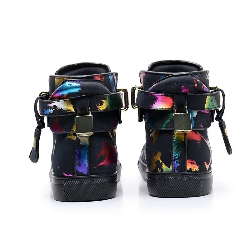 Pánské Tenisky Graffiti Vogue Cowhide High Top Sneakers - Vícebarevná