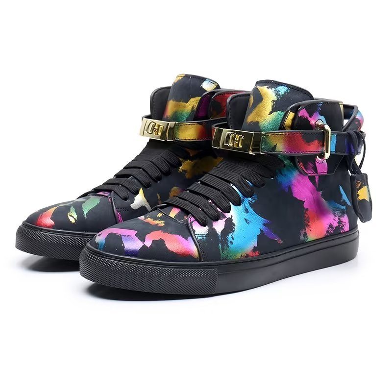 Pánské Tenisky Graffiti Vogue Cowhide High Top Sneakers - Vícebarevná