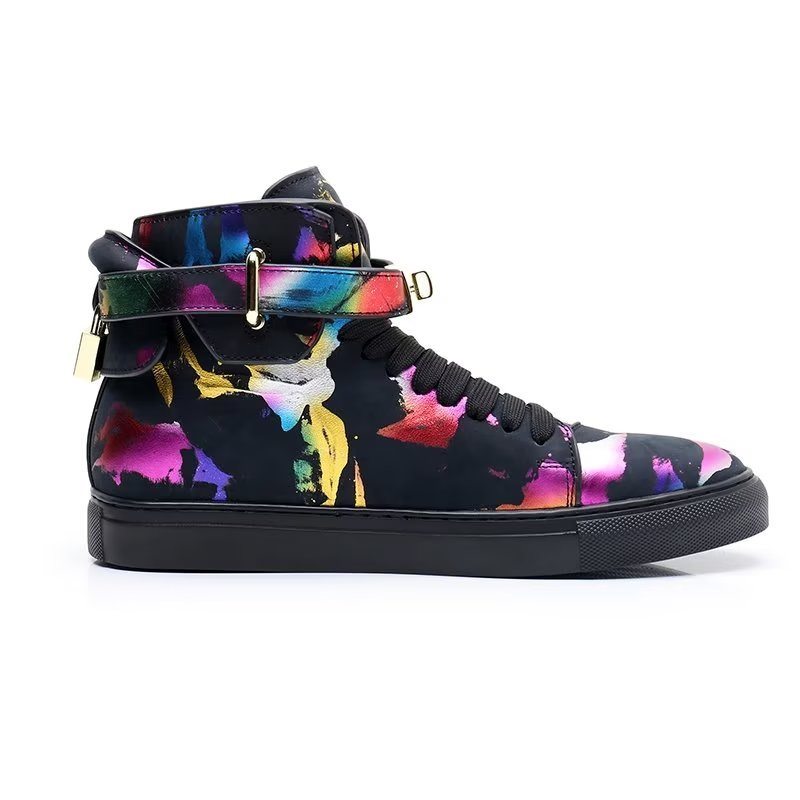 Pánské Tenisky Graffiti Vogue Cowhide High Top Sneakers - Vícebarevná