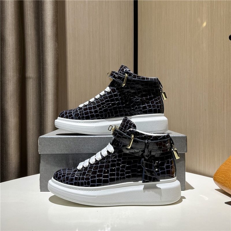 Pánské Tenisky Luxusní Designové Crocemboss High Top - Modrá