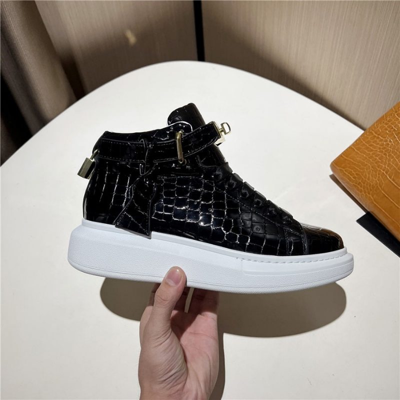 Pánské Tenisky Luxusní Designové Crocemboss High Top - Černá