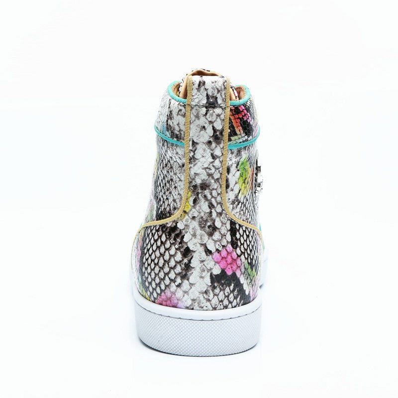 Pánské Tenisky Snakeskin Šik Multicolor High Top Voděodolné Boty - Exotický