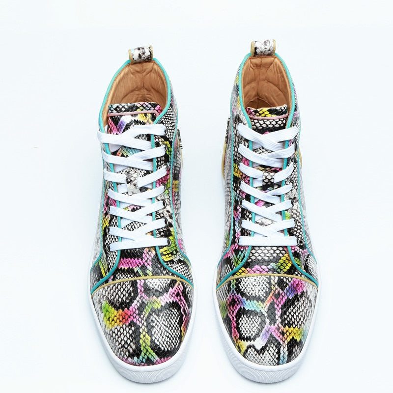 Pánské Tenisky Snakeskin Šik Multicolor High Top Voděodolné Boty - Exotický