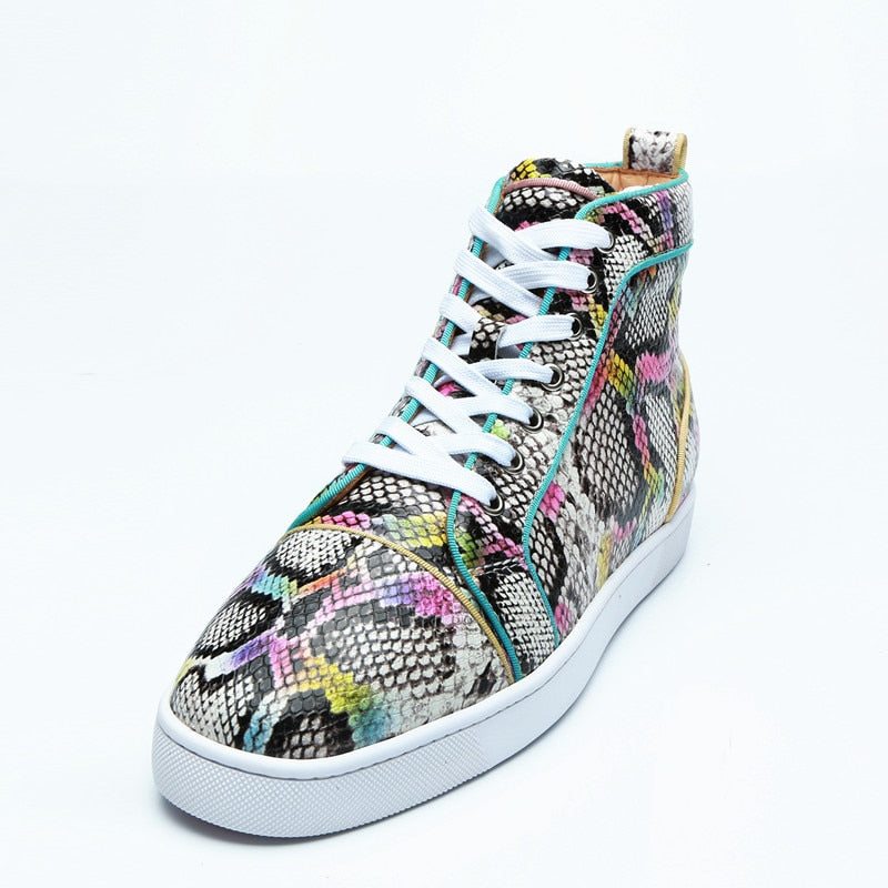 Pánské Tenisky Snakeskin Šik Multicolor High Top Voděodolné Boty - Exotický